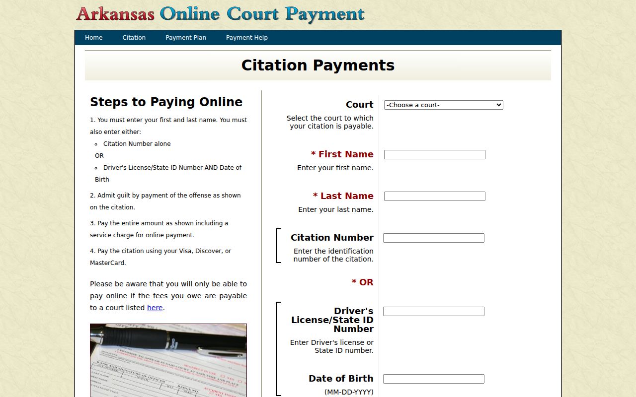 Logan County traffic warrant citation query fields